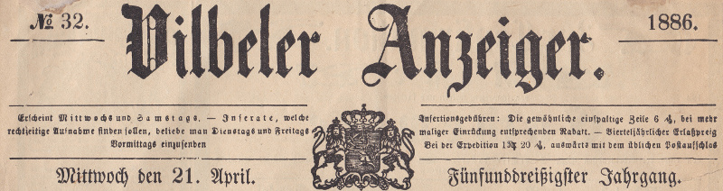 Vilbeler Anzeiger - 21.04.1886